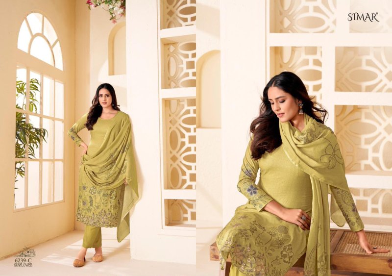 Sunflower By Glossy Simar Pure Pashmina Dress Materials 